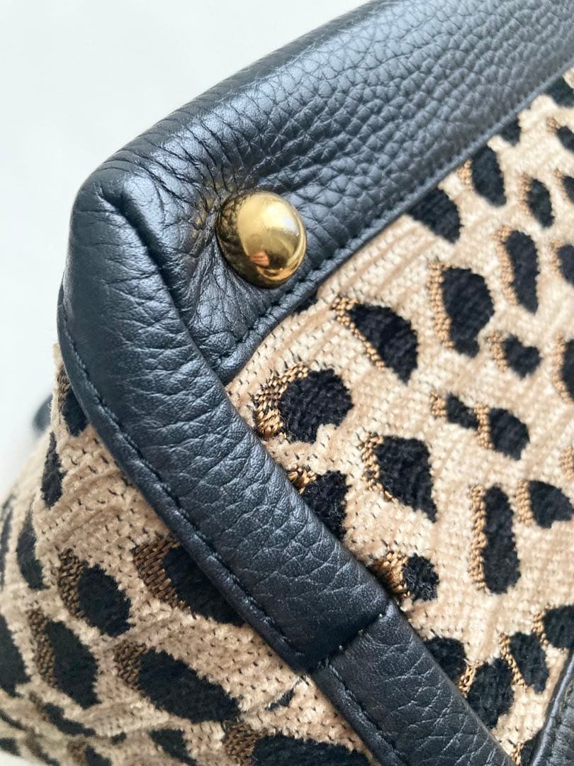 未使用 WAKO 銀座和光 ハンドバッグ アニマル柄 ファー レザー シボ革