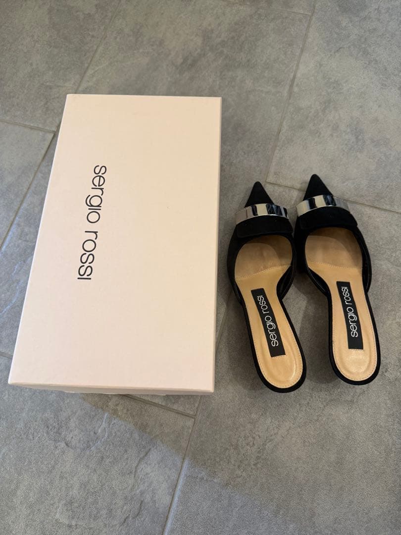 美品✨ セルジオロッシ SR1 スエード ミュール 35 1/2 ブラック