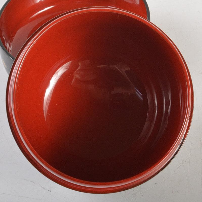 茶道具　平安　熊谷秀穂作　雪月花蒔絵　螺鈿装飾　黒内朱　中棗　共箱　V　6306