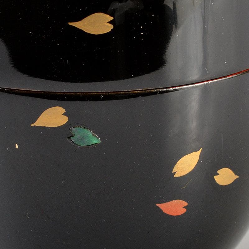 茶道具　平安　熊谷秀穂作　雪月花蒔絵　螺鈿装飾　黒内朱　中棗　共箱　V　6306