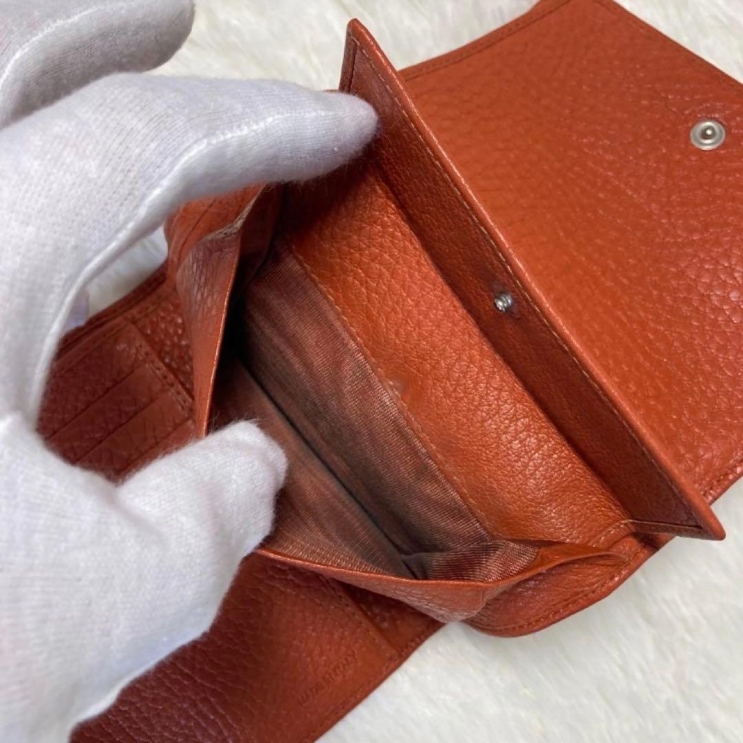早い者勝ち　美品　PRADA プラダ　財布　ウォレット　三つ折り　橙　革　希少