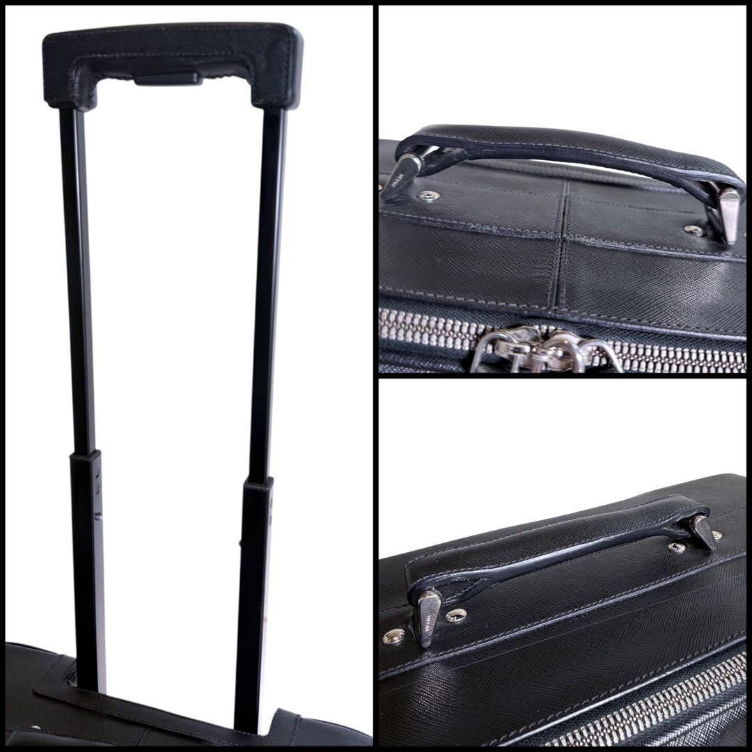 【美品】PRADA プラダ　サフィアーノレザー　スーツケース　三角ロゴ　旅行