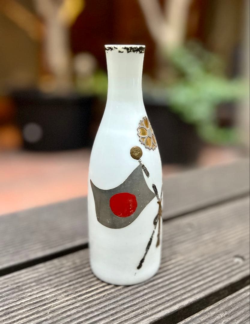 江戸ガラス　ガラス絵　ウランガラス　国旗　徳利　酒器　和ガラス　アンティーク