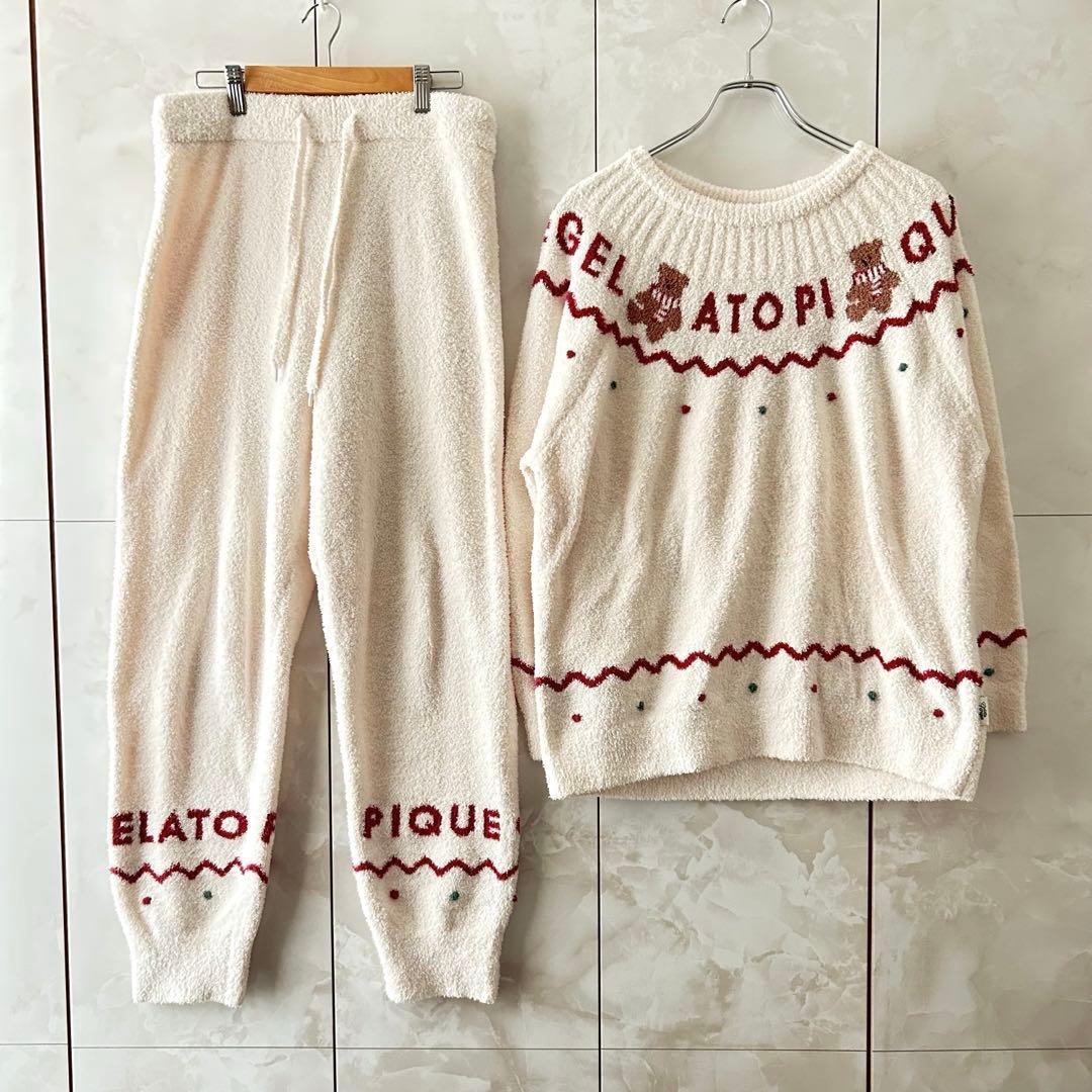ジェラートピケHOLIDAYクマ柄ノルディックジャガードプルオーバー　パンツ　F
