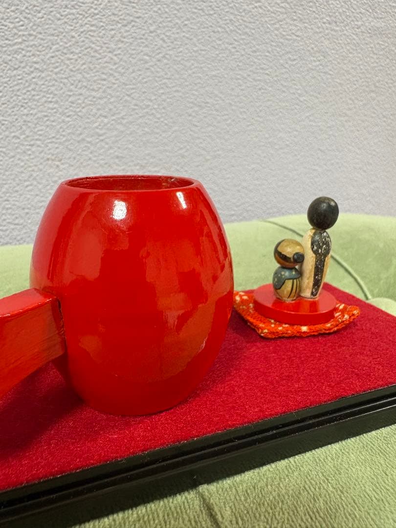 縁起物　一寸法師　打ち出の小槌　アンティーク　打出の小槌　コレクションケース付き