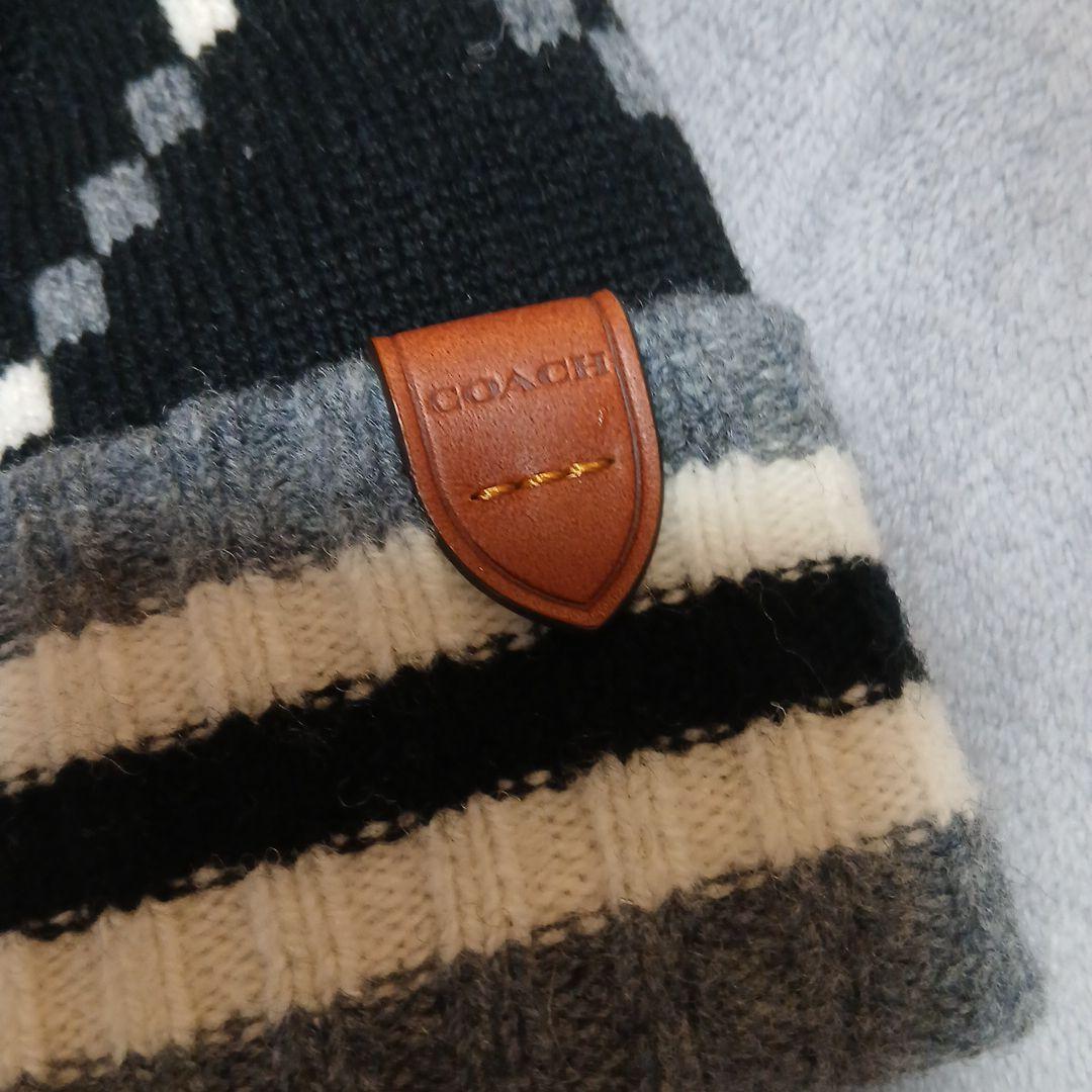 COACH アーガイルニット帽 新品タグ付き！定価25300円！