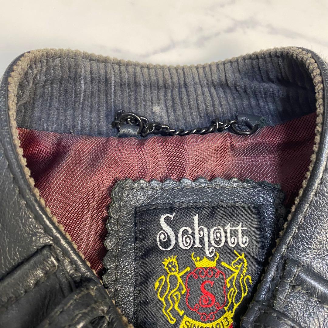 schott ショット　シングルライダース　レザージャケット　M ダークネイビー
