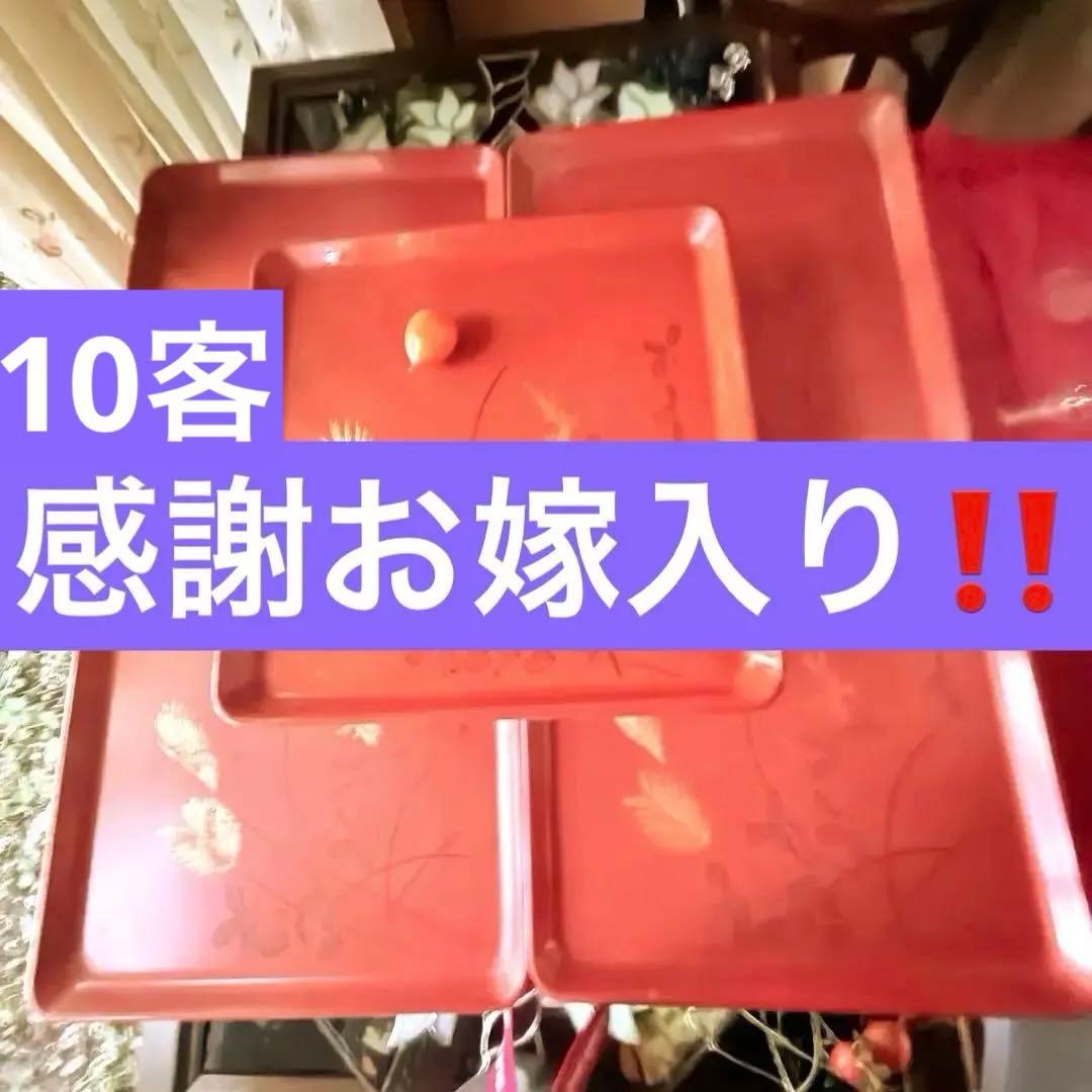 A様へ感謝お嫁入り‼️節目にJAPAN GOLDすすき天然木朱色沈金御膳 10客