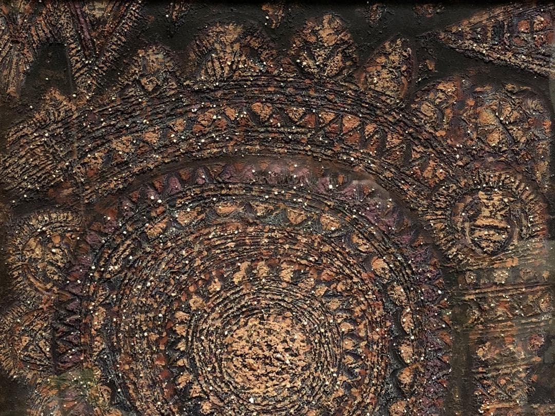 【 太陽神Dewa Iswara 】　曼荼羅　バリ仏画　額装　77×54ｃｍ