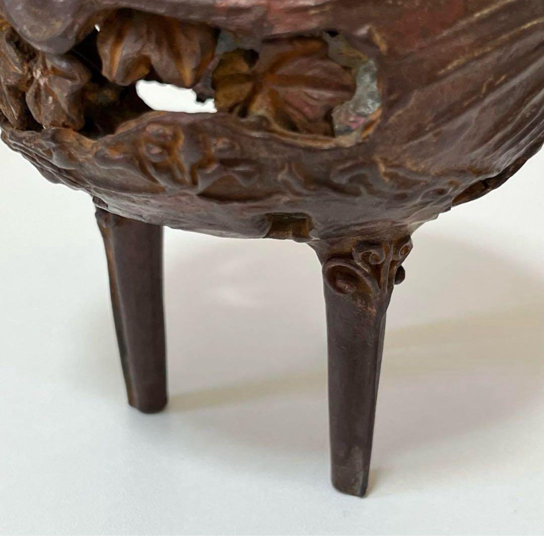 骨董　昭和　ビンテージ　レトロ　高岡銅器　透し鳳凰　香炉　縁起物　風水　厄除け