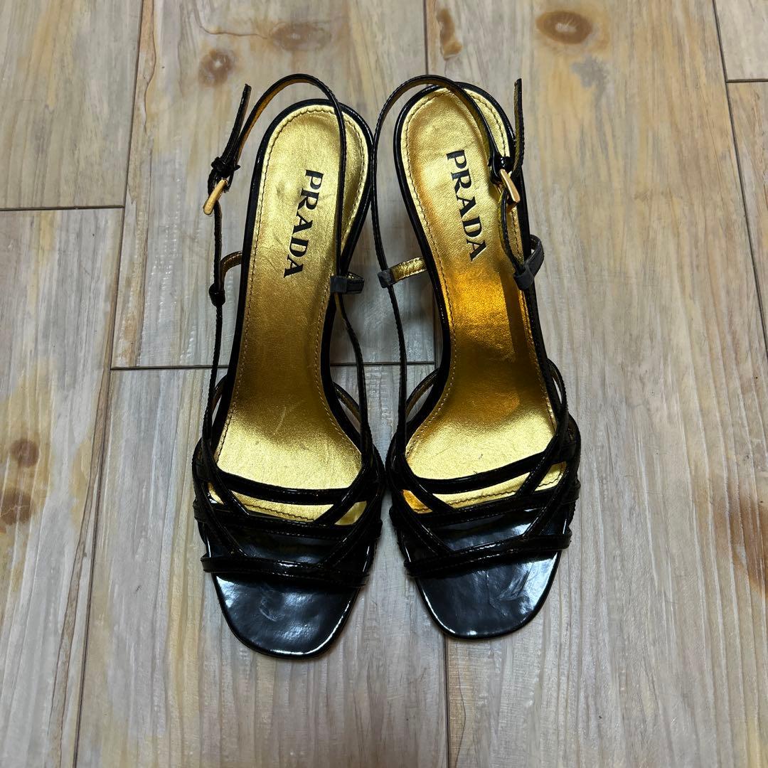 PRADA プラダ　ミュール　35 ブラック　エナメル