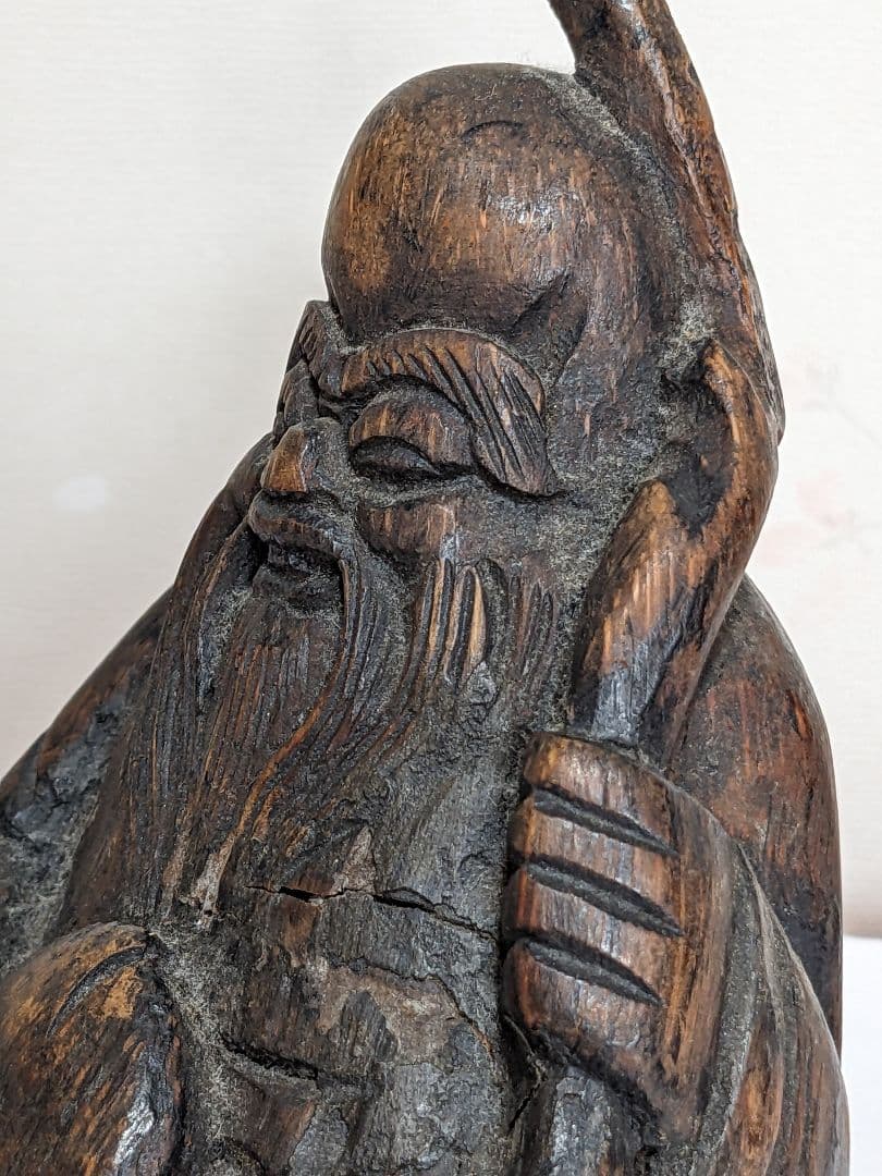 ♦中国古美術品 桃仙人 竹根 竹製 仏像 縁起物 置物 飾り骨董品コレクション