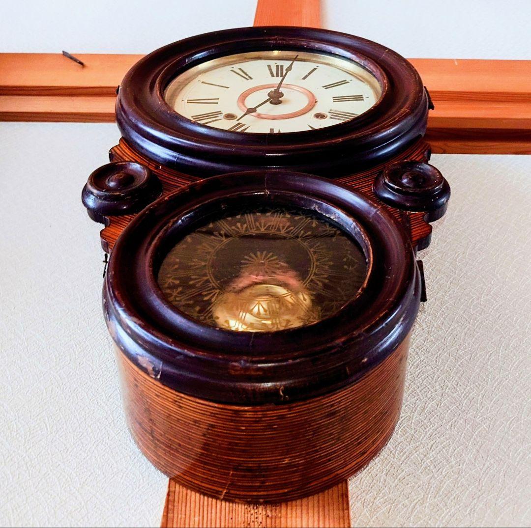 〈完動・美品〉精工舎　四ツ丸達磨型ゼンマイ振り子時計　アンティーク古時計