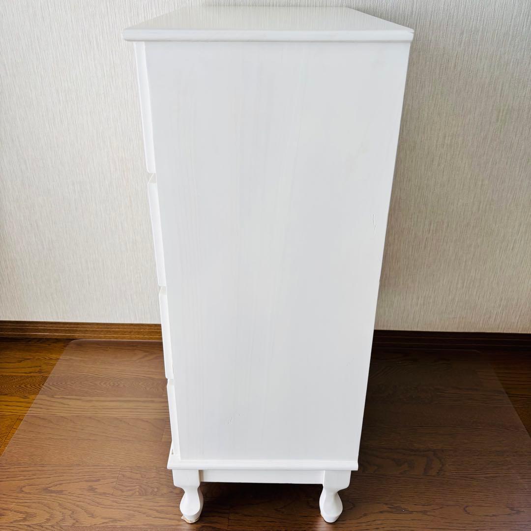 シャビーシック チェスト 4段 薔薇装飾 フレンチカントリー 姫系家具 ロココ調