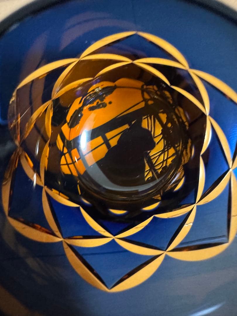 可夜硝子【坂上どうぶつ王国紹介】人気No.1 夕焼け猫+七宝紋/切子