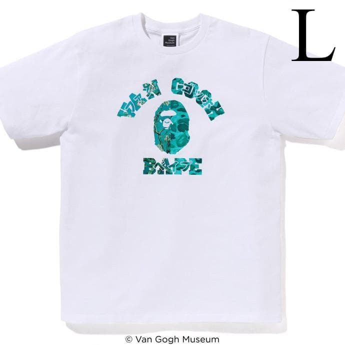 L　BAPE X VGM COLLEGE TEE　Tシャツ　白 ゴッホ　カレッジ
