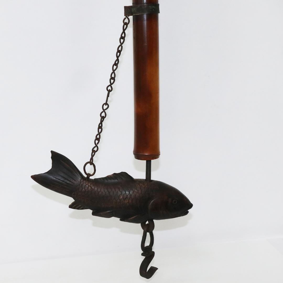 自在鉤 囲炉裏道具　煤竹 竹 コイ 古民家 アンティーク 鯉