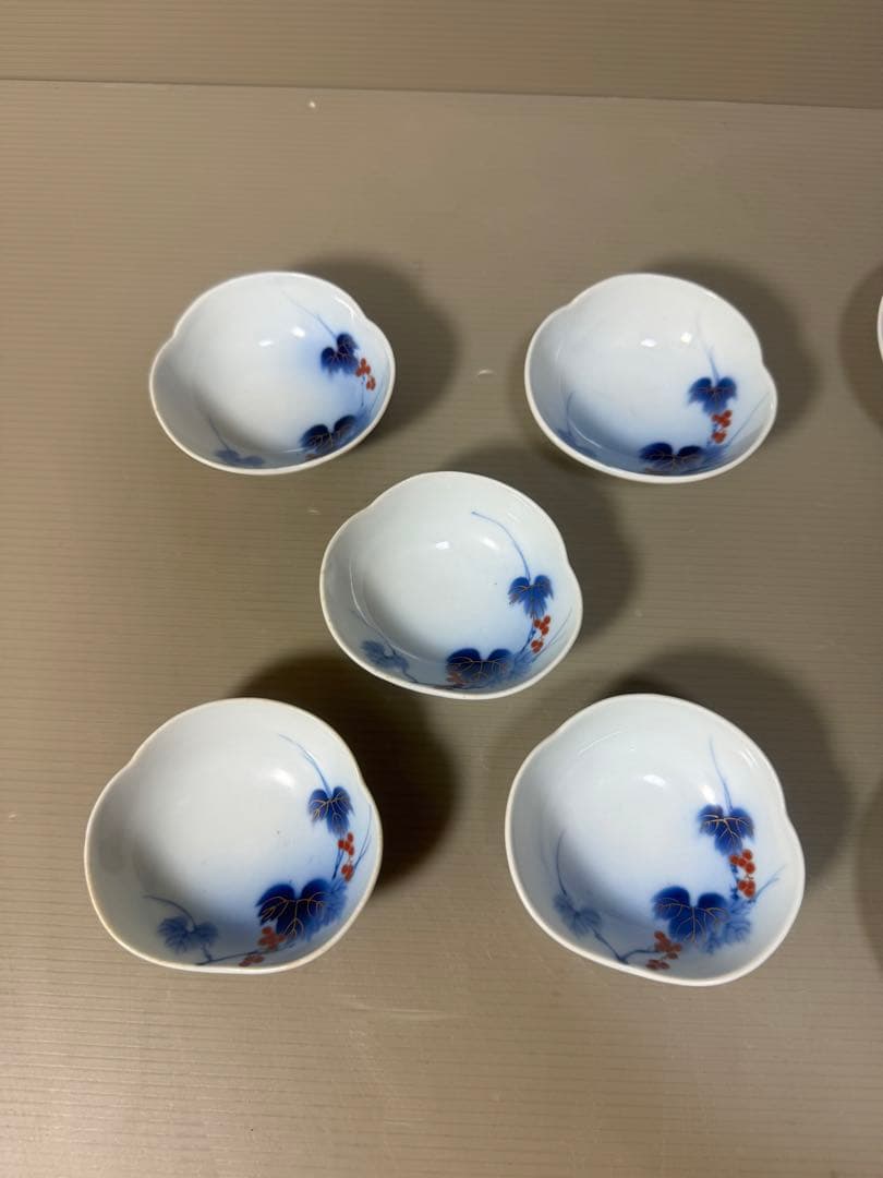 2209 有田焼 芳祥堂特製　葡萄瑠璃　小皿5客　小鉢5客