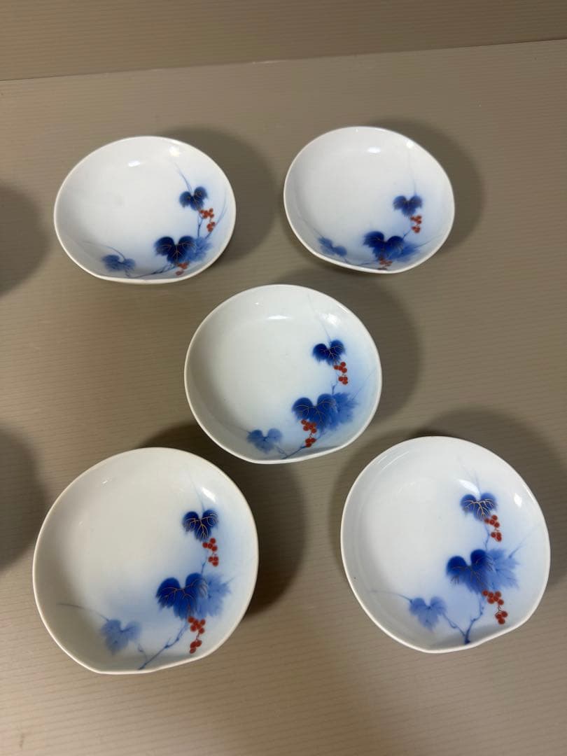 2209 有田焼 芳祥堂特製　葡萄瑠璃　小皿5客　小鉢5客