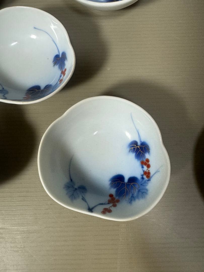 2209 有田焼 芳祥堂特製　葡萄瑠璃　小皿5客　小鉢5客