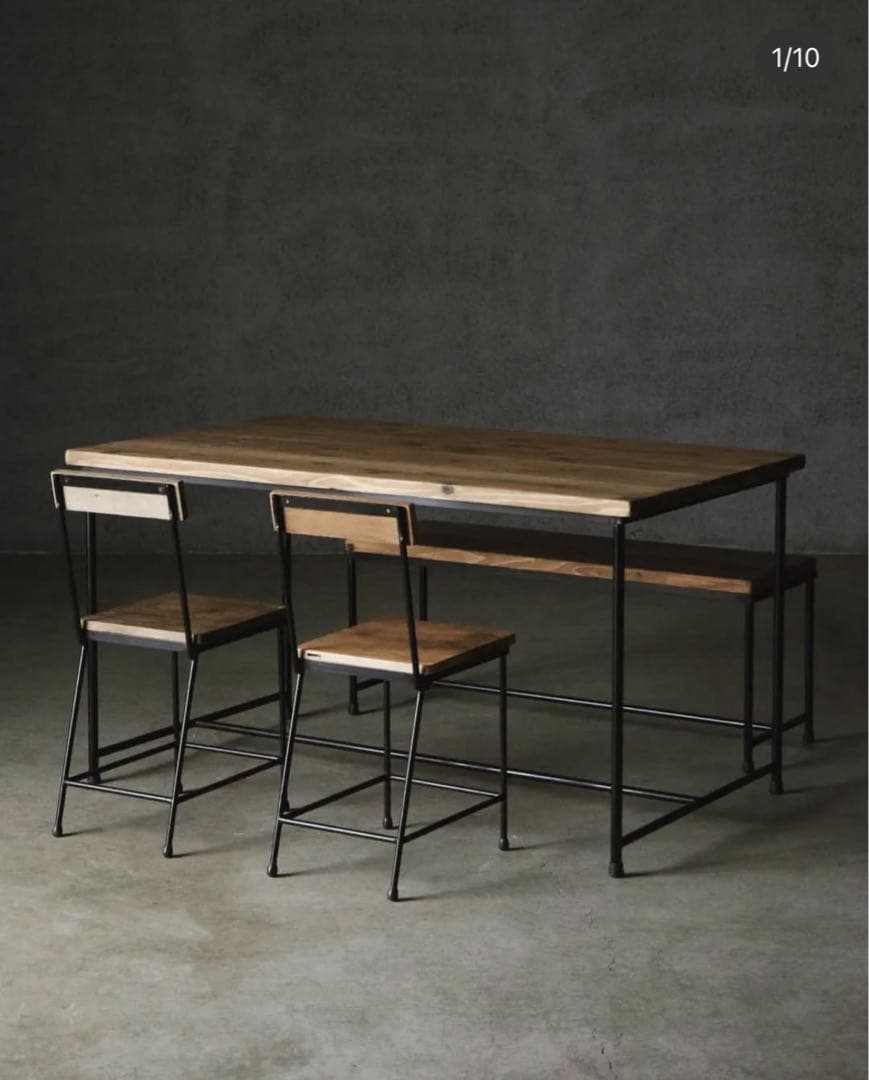 木製ベンチ アイアン脚