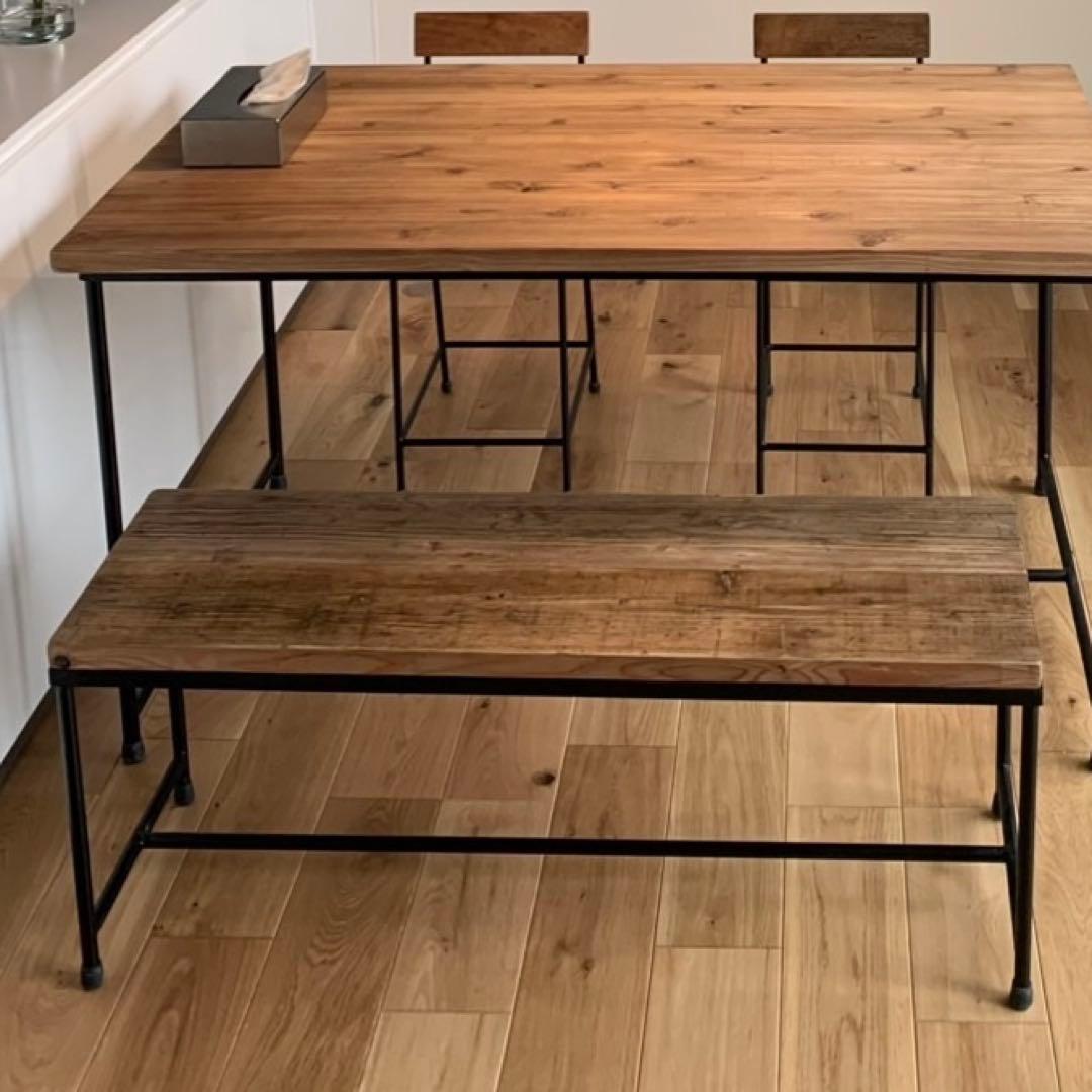 木製ベンチ アイアン脚