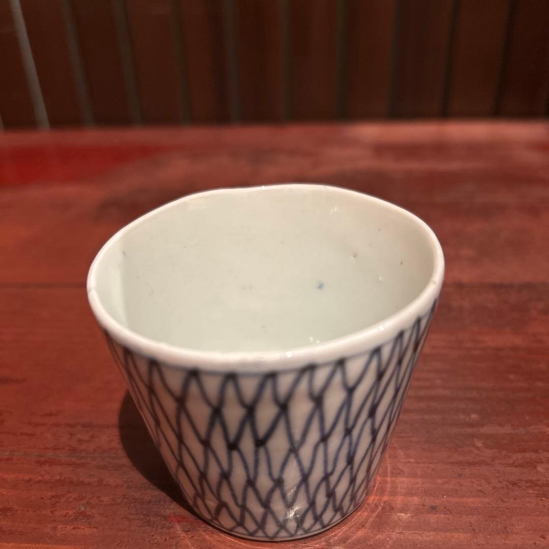古伊万里染付　網目　猪口　江戸中期