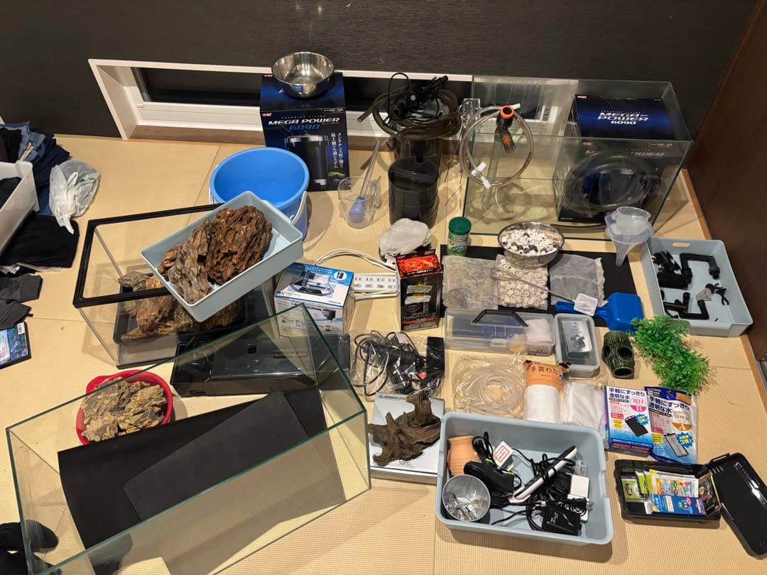 ガラス水槽とMEGA POWERフィルターセット