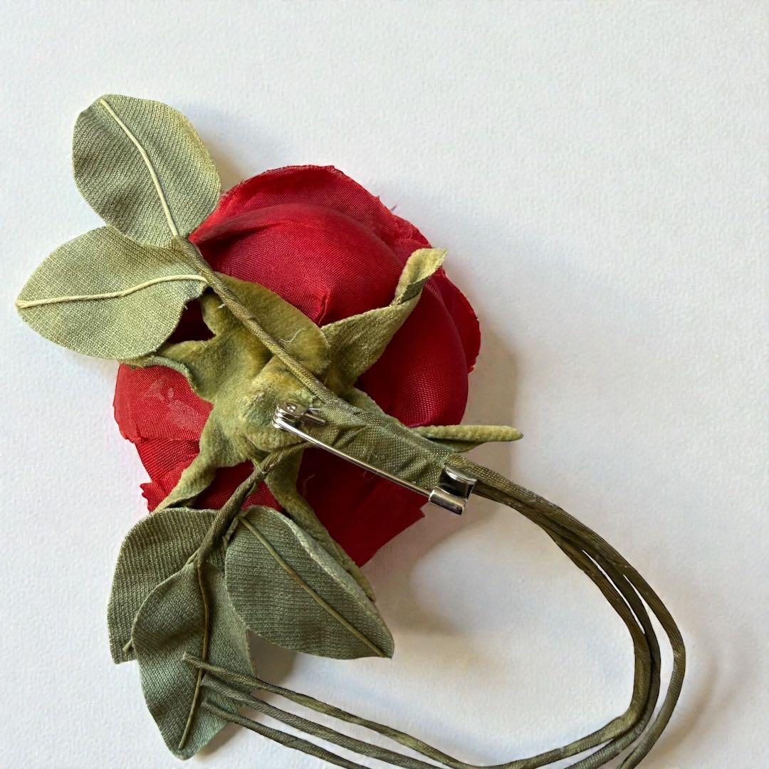 希少　カネコイサオ　ヴィンテージ　ローズコサージュ　２点セット　リボン　赤白