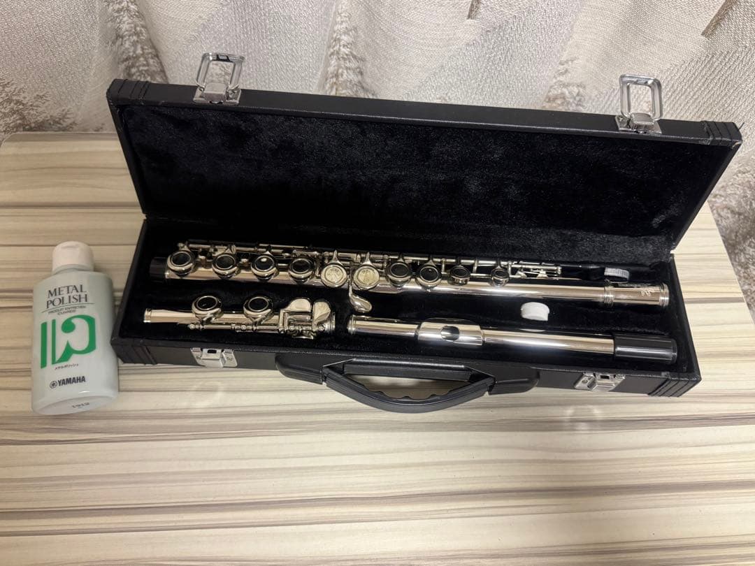 モ*読様 初心者向け ニッケルメッキ フルート C足部管 メタルポリッシュ付き