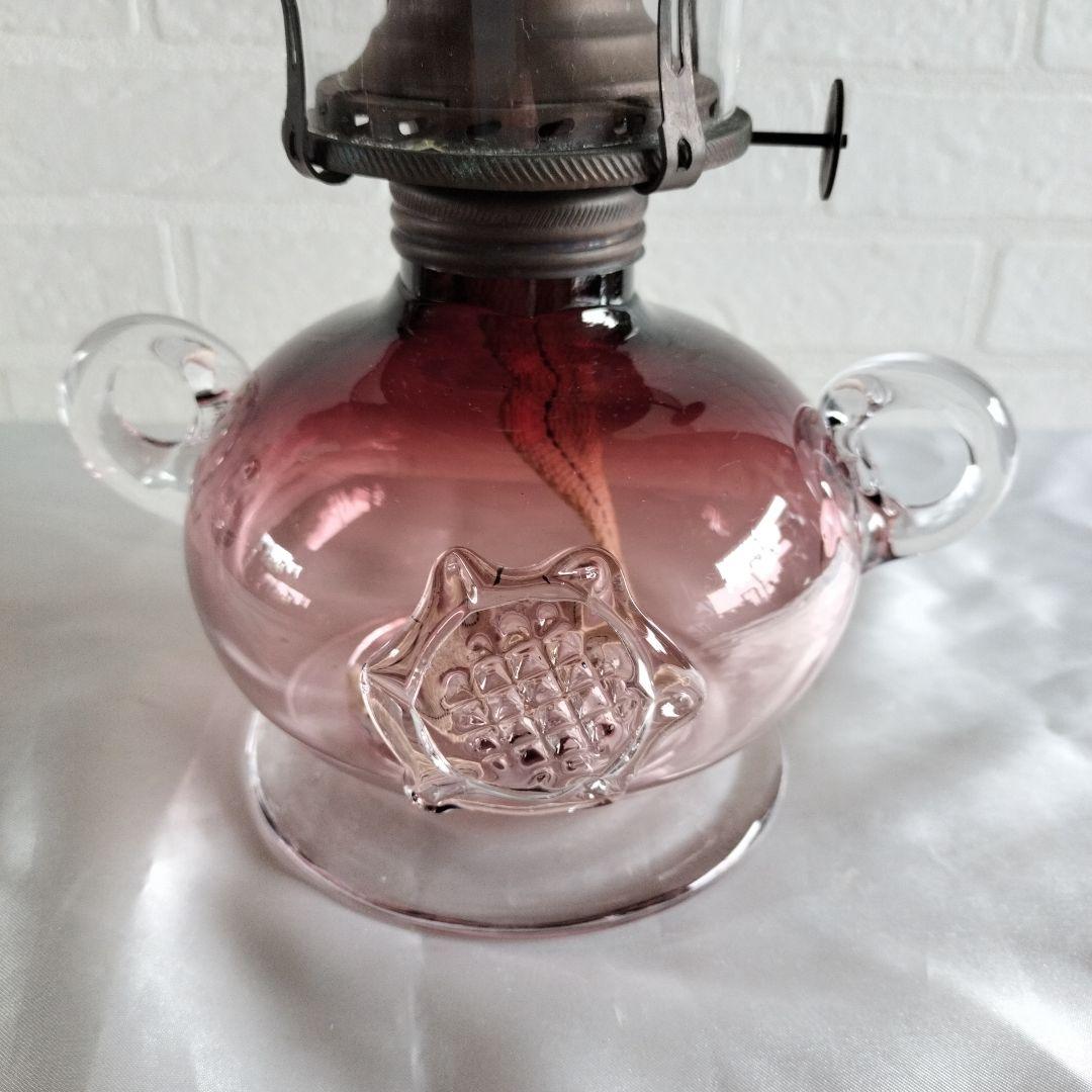 北一硝子　オイルランプ　パープルグラデーション　ひまわり