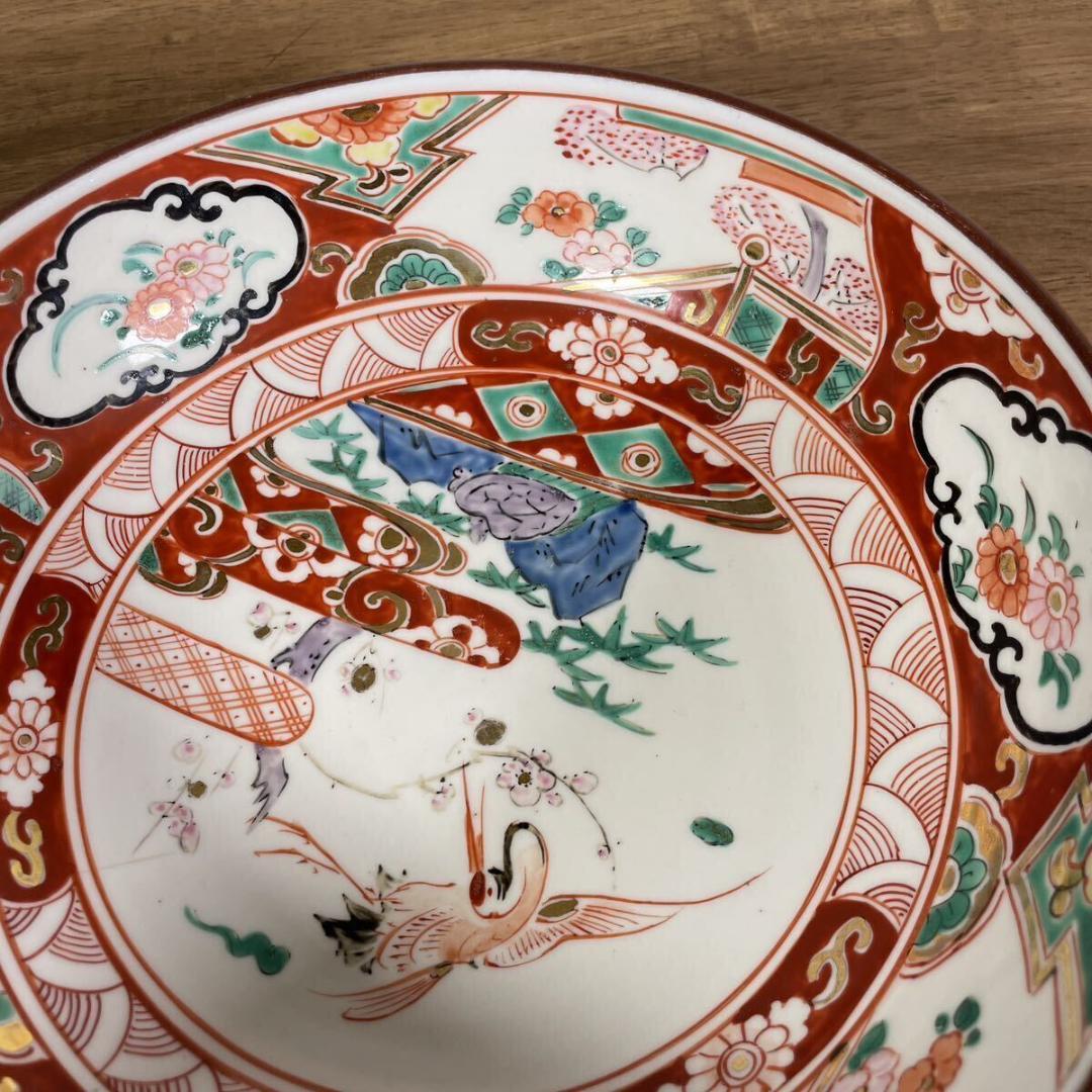 古伊万里　九谷　華やかで豪華な皿＆鉢　２点　セット　色絵　飾り皿　金彩　縁起物