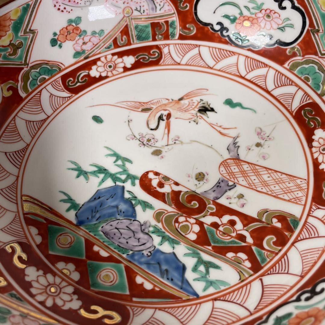 古伊万里　九谷　華やかで豪華な皿＆鉢　２点　セット　色絵　飾り皿　金彩　縁起物