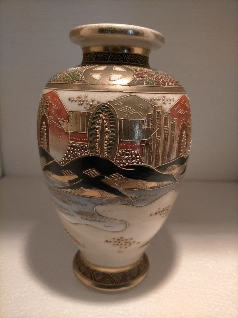 アンティーク 里帰り 薩摩焼 楠部 ベース 花瓶