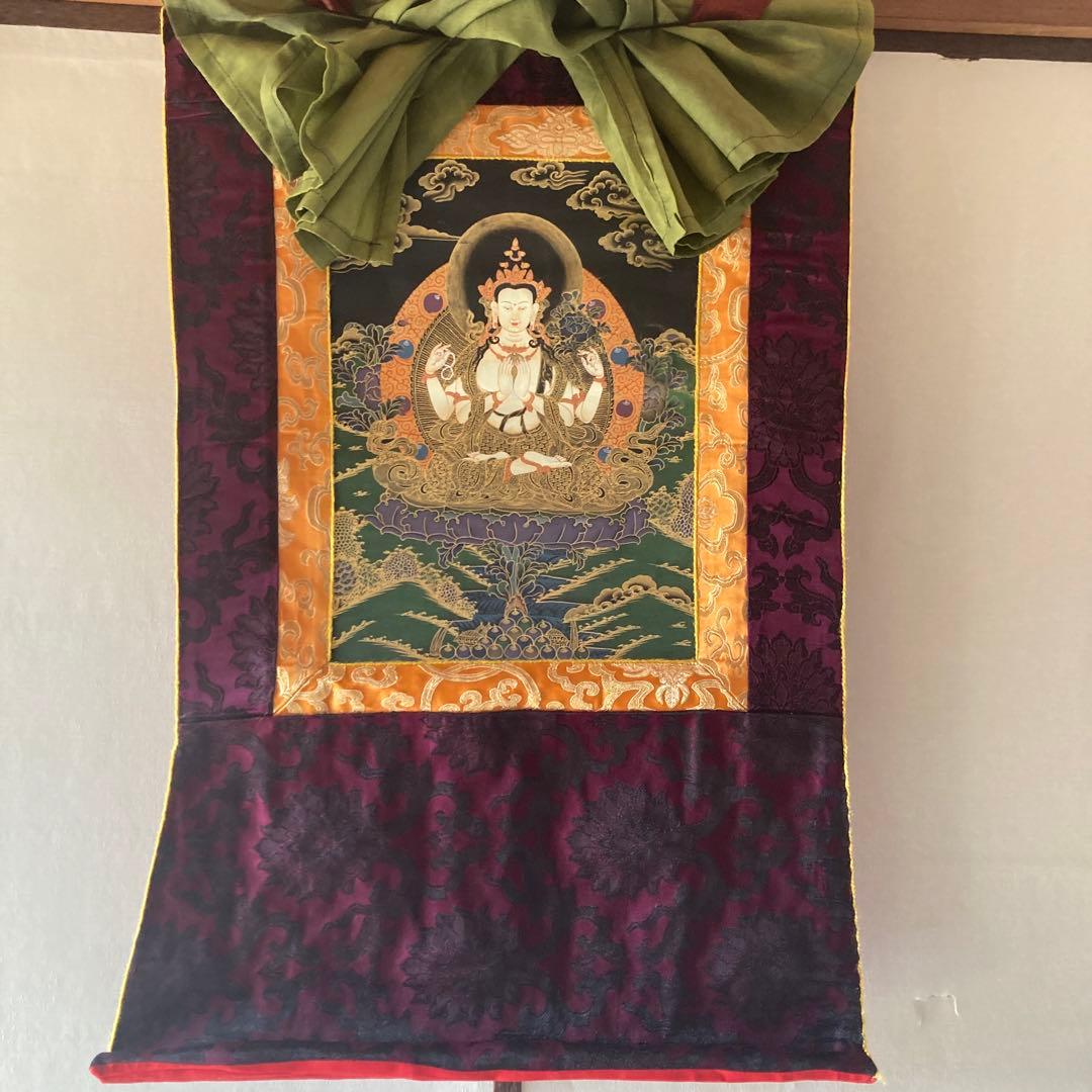 ホワイトターラ　菩薩　タンカペイント