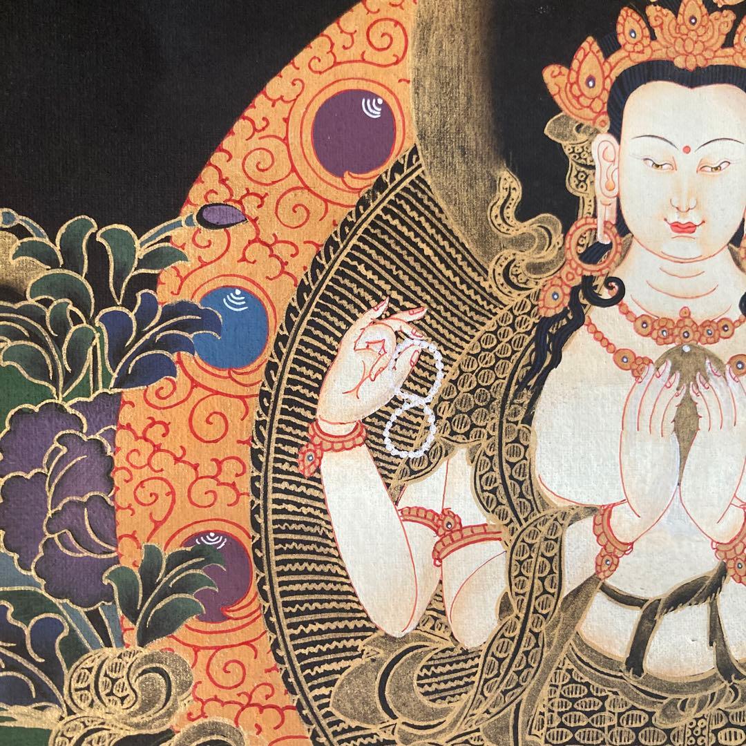 ホワイトターラ　菩薩　タンカペイント