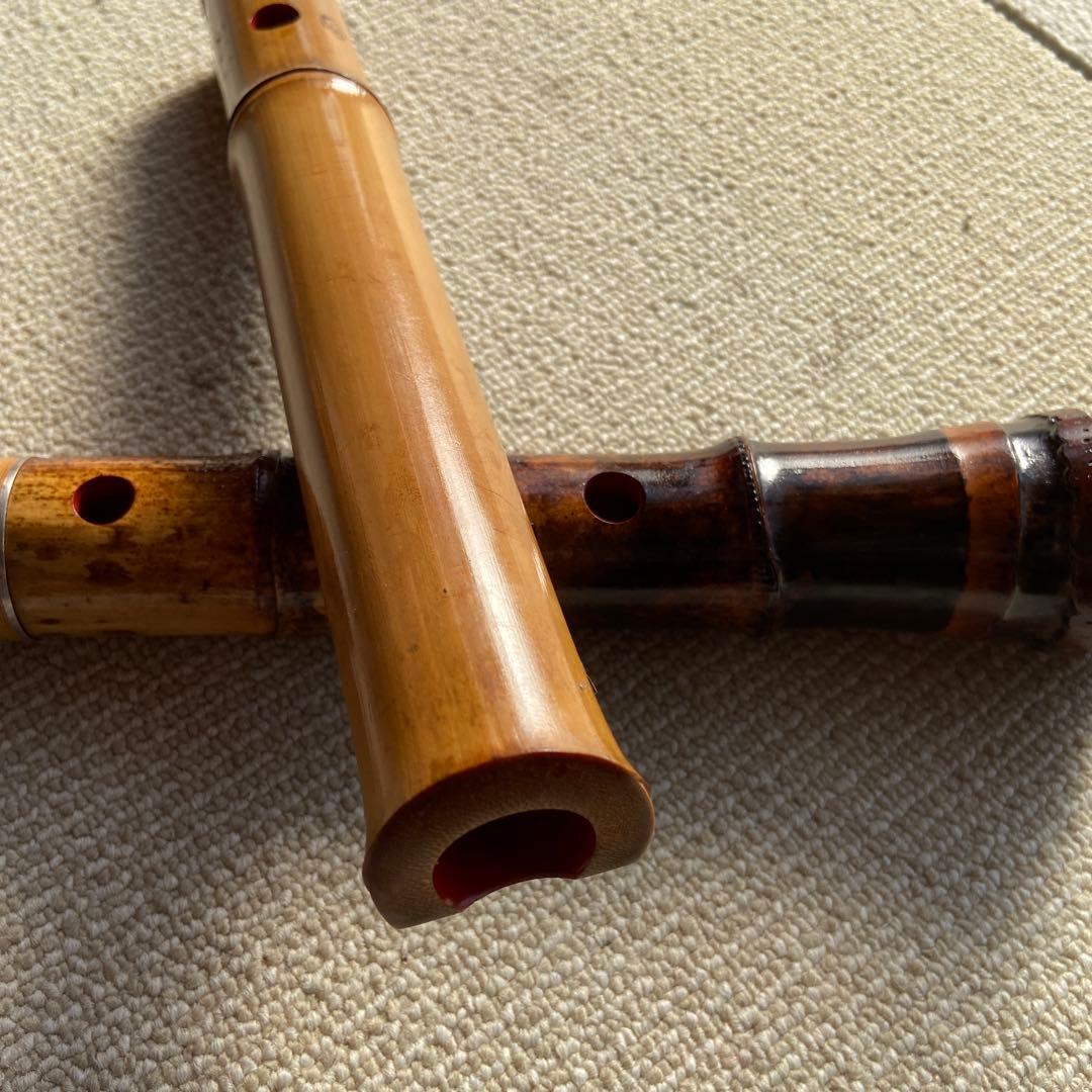 248⭐️尺八　一尺六寸管　眞山銘三印　188玉水銘一尺八寸管二本