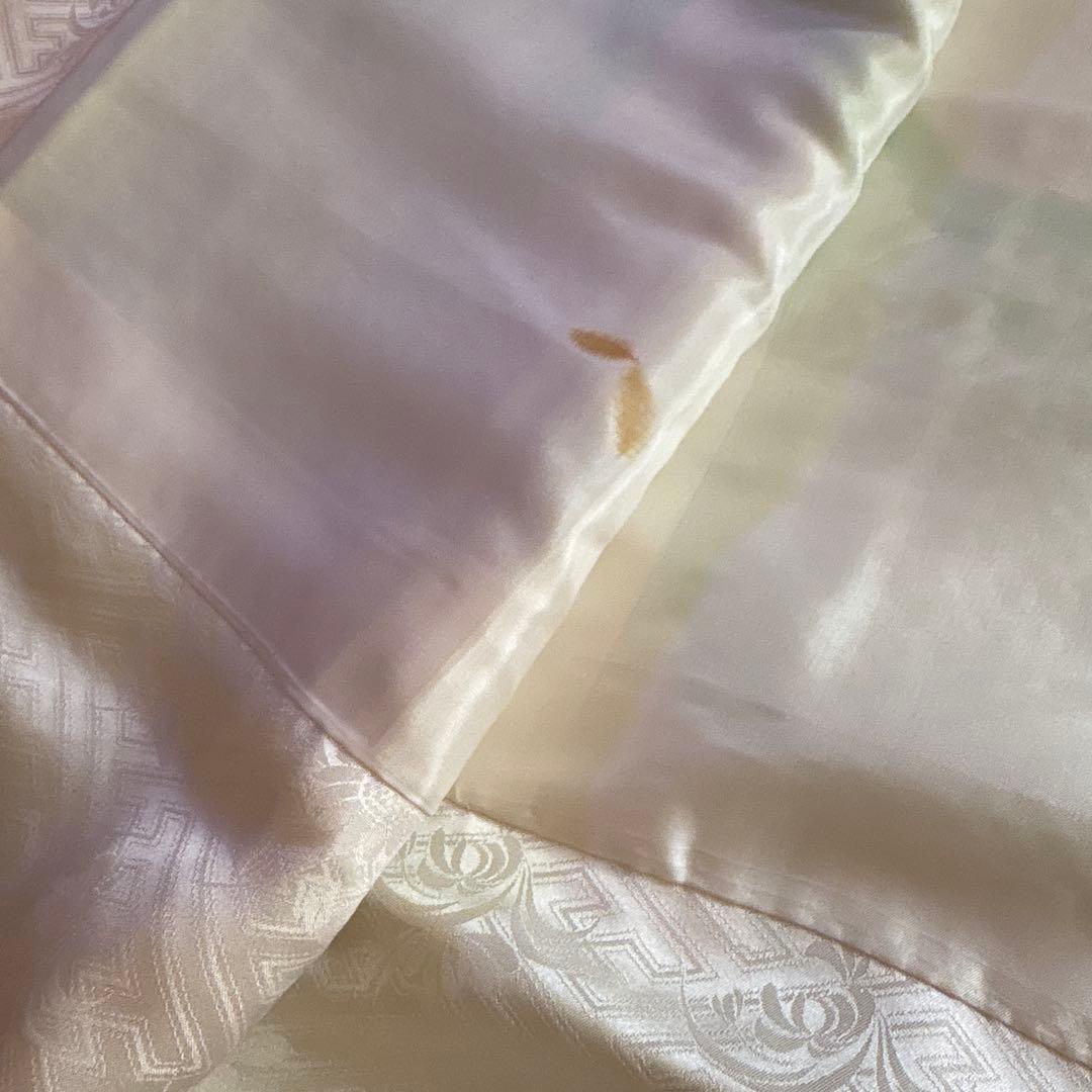 正絹　総絞り　黄緑×緑　疋田　源氏車　刺繍　振袖　着物単品　成人式　アンティーク