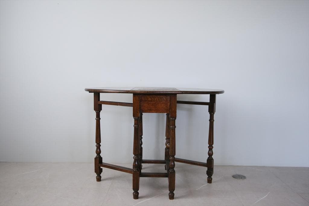 英国アンティーク木製ゲートレッグテーブル/ダイニング机バタフライ(89-286)