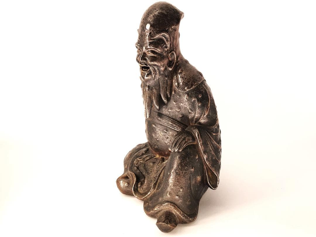 【 孔子坐像 伏香炉 】 備前丸長印　浜物　オパール　幕末～明治初期