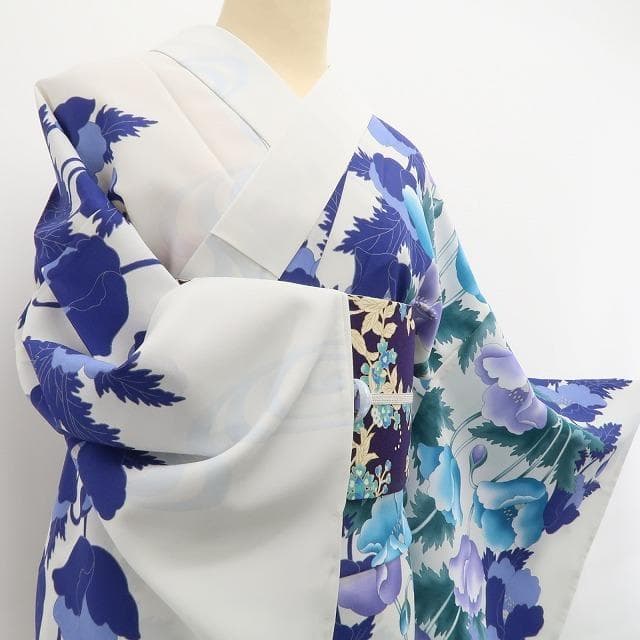 新品 撫松庵 片寄せポピー セオアルファ 洗える夏着物 付下げ 浴衣 6228