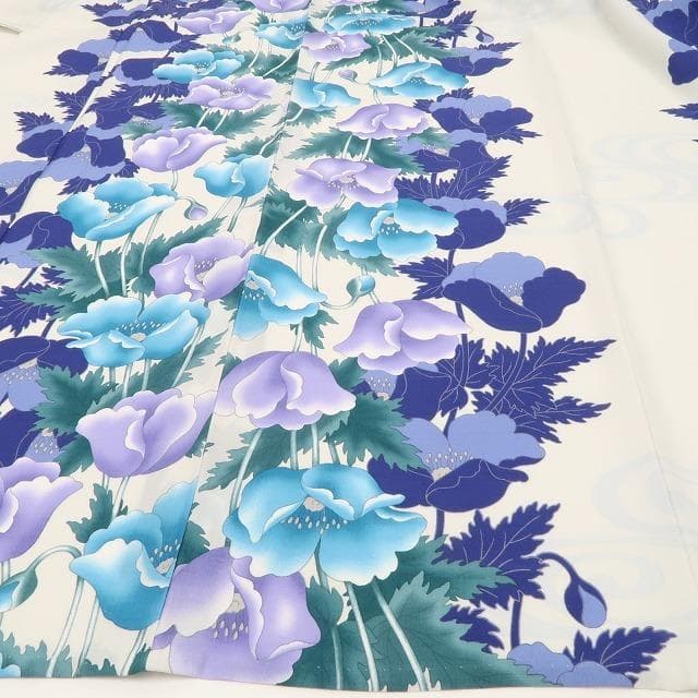新品 撫松庵 片寄せポピー セオアルファ 洗える夏着物 付下げ 浴衣 6228