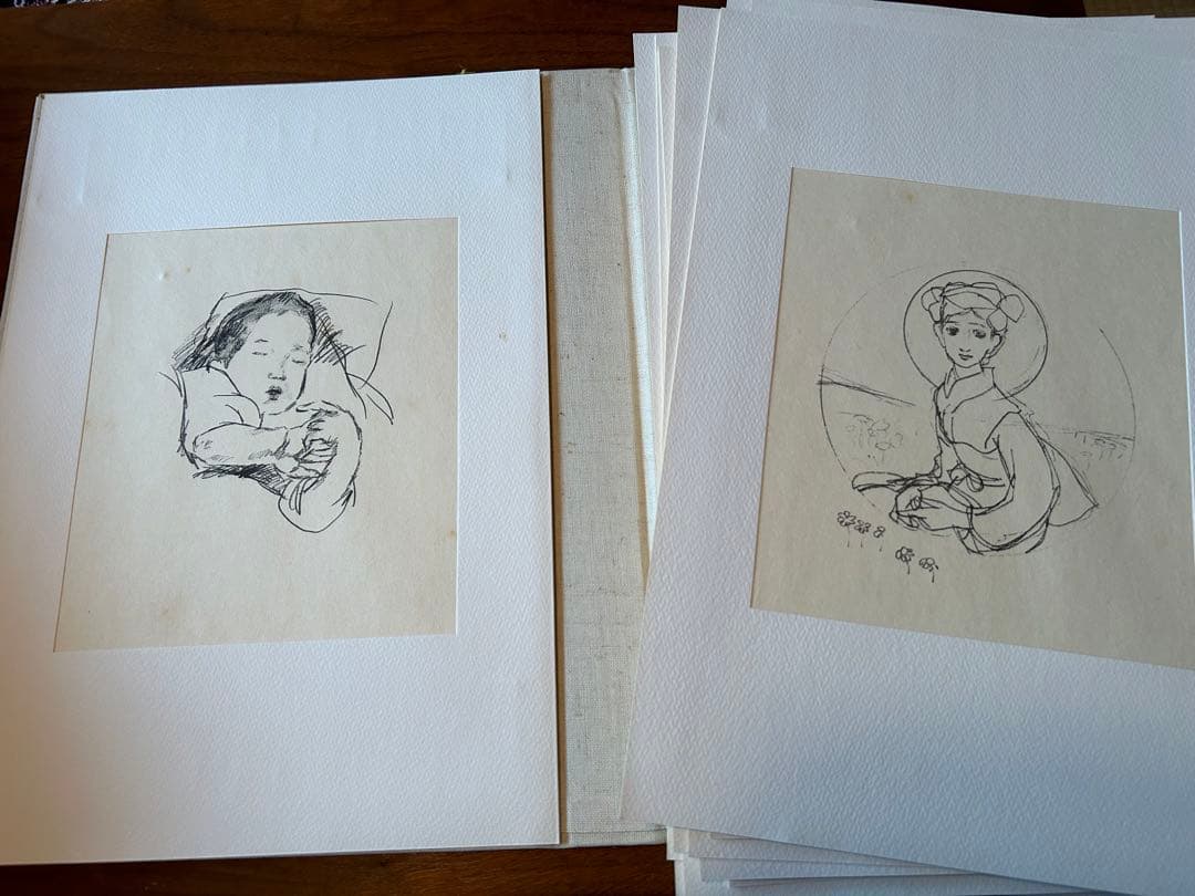 竹久夢二　YUMEJITAKEHISA手刷版　素描夢二の女　素描1枚摺50枚入