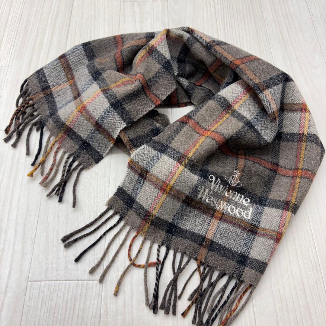 ☆ ヴィヴィアンウエストウッド ウール チェック マフラー オーブ オーヴ