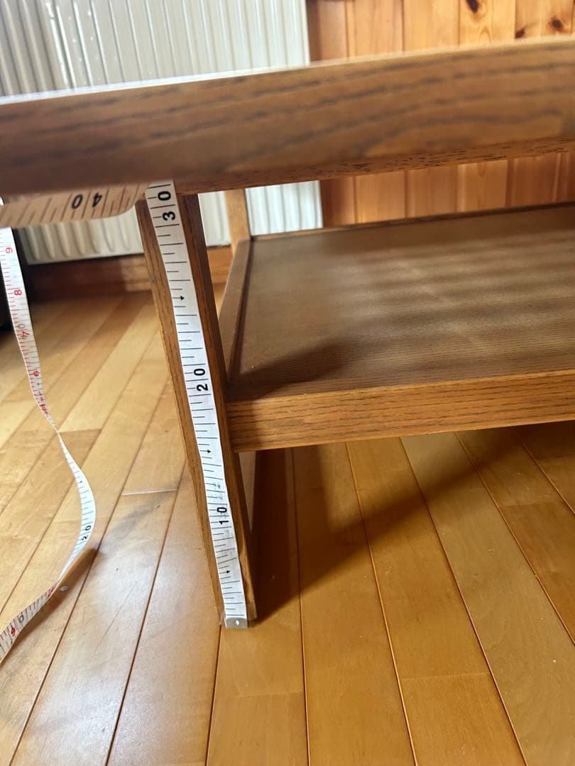 カリモク　木製座卓 ガラス天板付き 約90cm