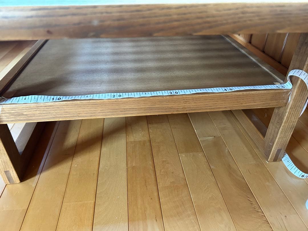 カリモク　木製座卓 ガラス天板付き 約90cm