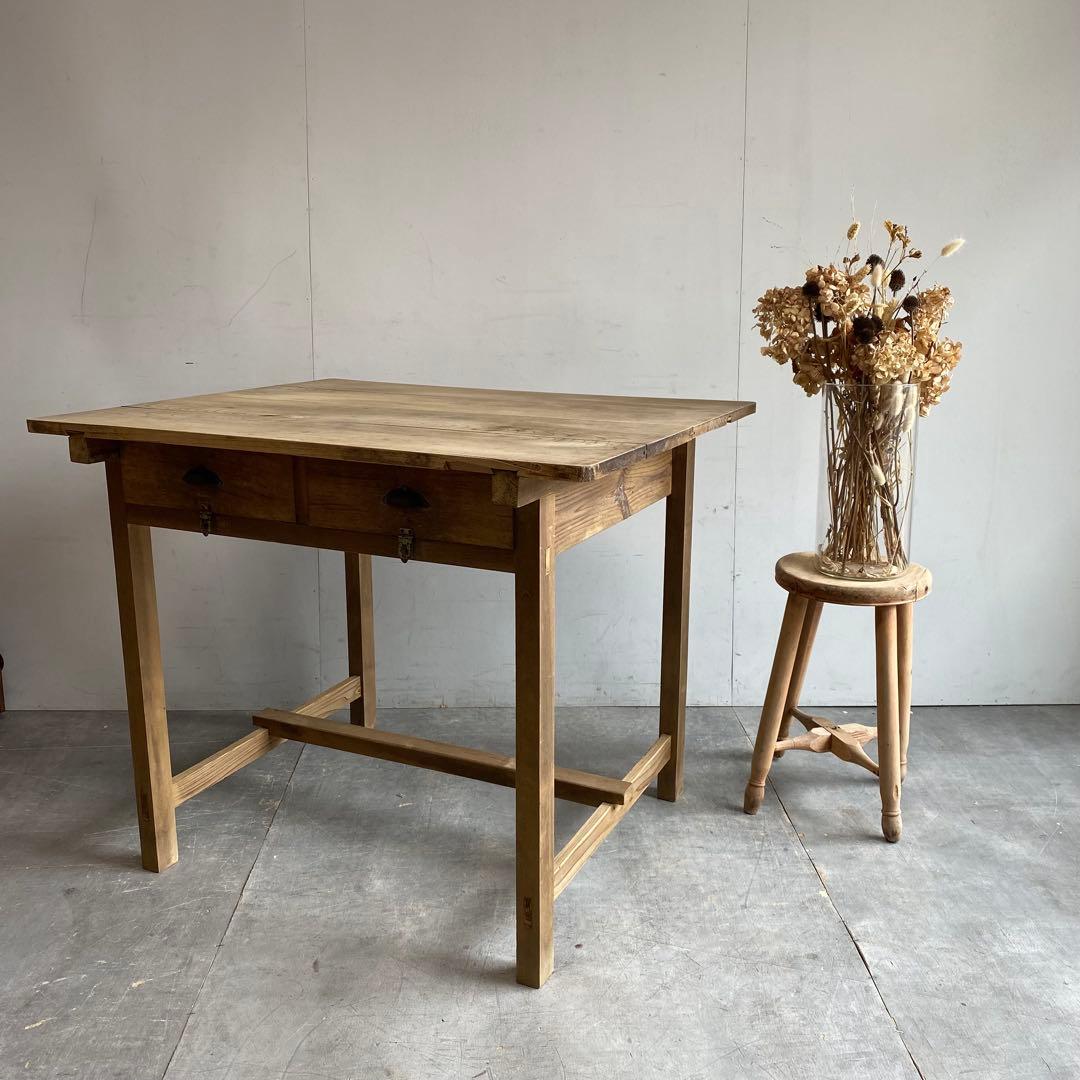 アンティーク 机 テーブル デスク 無垢材 無塗装 z414