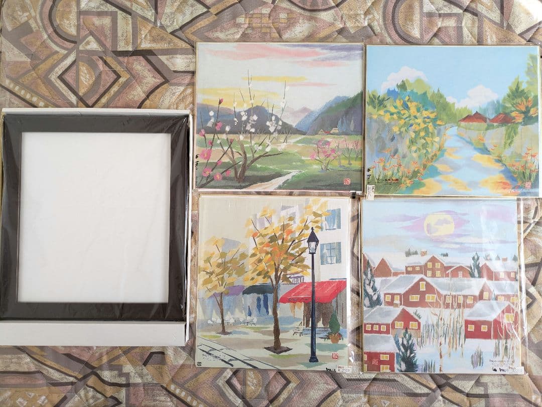 ★しゅんこう ちぎり絵製作キット四季風景画４枚＆額セット