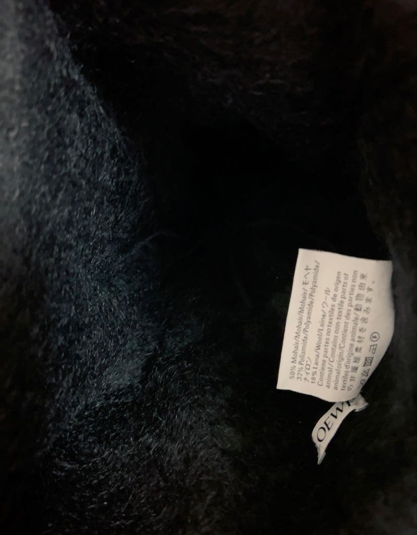 ロエベ　LOEWE ニット帽　黒　ブラック　モヘヤ50%ウール18%