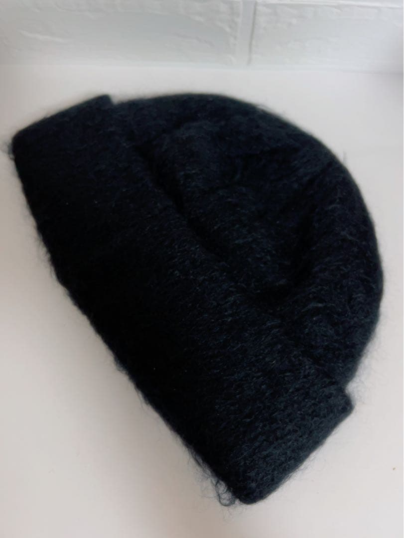 ロエベ　LOEWE ニット帽　黒　ブラック　モヘヤ50%ウール18%